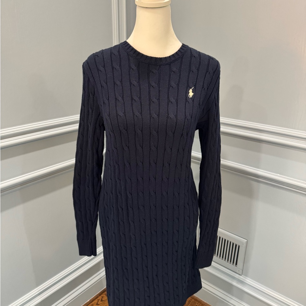 Polo Ralph Lauren Navy Cable Knit Sweater Dress – Size Small